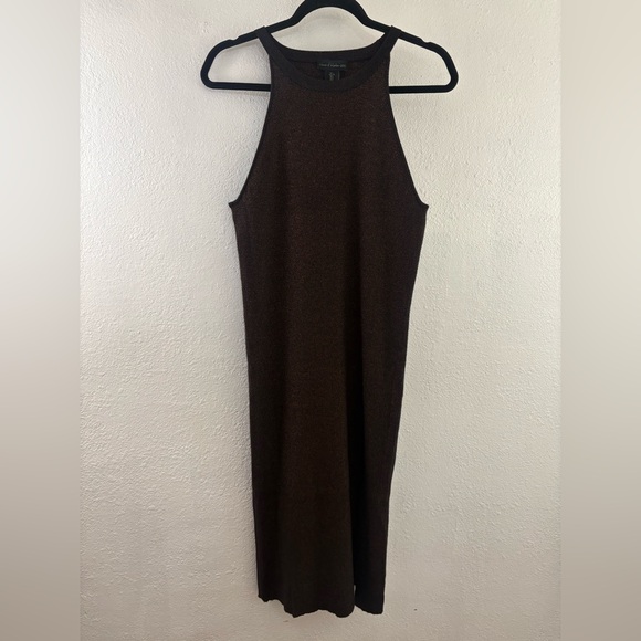 House of Harlow 1960 Revolve Ribbed Midi Dress BodyCon Knit Metallic Halter L - Picture 2 of 7